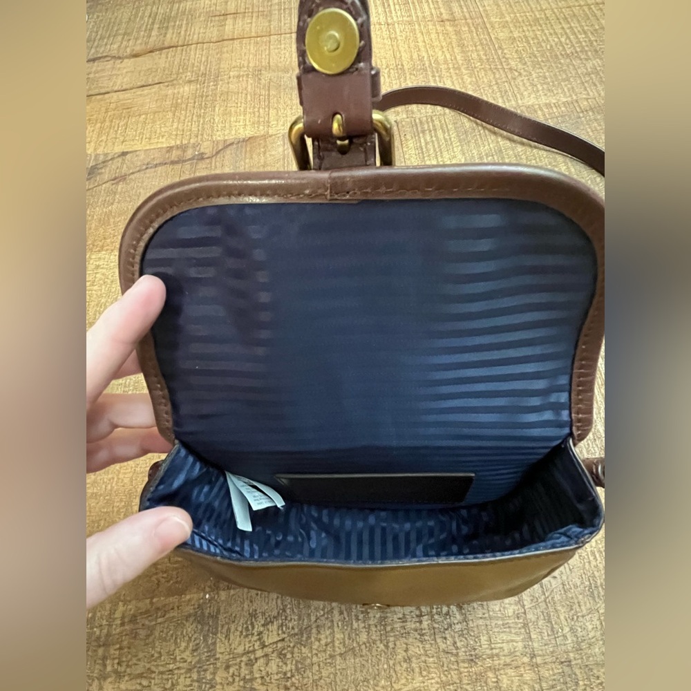 J Crew Elegant Brown 100% Leather Small Saddle Bag - Picture 5 of 10